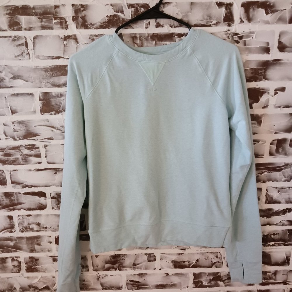 Lululemon Voyage Aquamarine Yoga Pullover Womens 6 French Terry Thumbholes